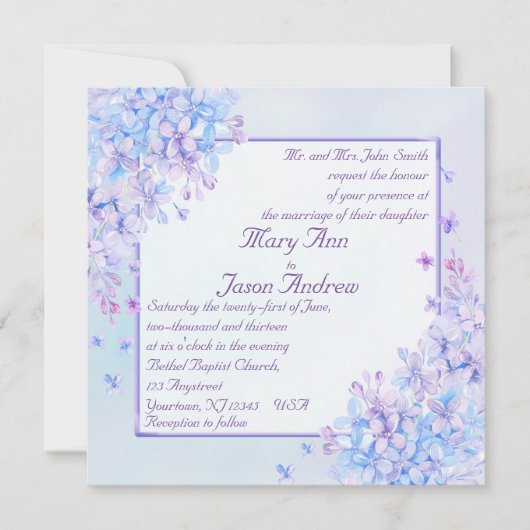 Waterverf Blauwe Paarse Lila ventilator nodigt Kaa Kaart (Voorkant)