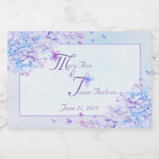 Waterverf blauwe Paarse Lila ventilator Sparkling Wijnetiket (Enkel label)