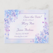 Waterverf Blauwe Paarse Lila Vloer sparen de Datum Aankondigingskaart (Voorkant)