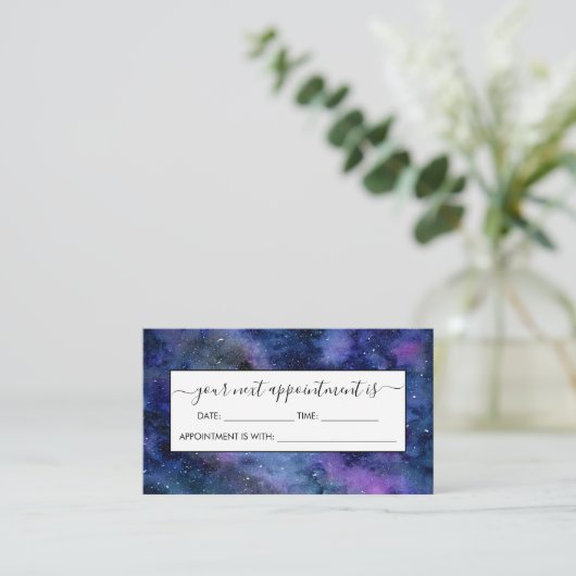 Waterverf blauwe Paarse startvernevelaar Afsprakenkaartje (Staand voorkant)