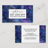 Waterverf blauwe Paarse startvernevelaar Kortingskaartje (Voorkant / Achterkant)