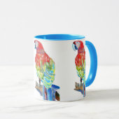 Waterverf blauwe papegaai Mok (Voorkant rechts)