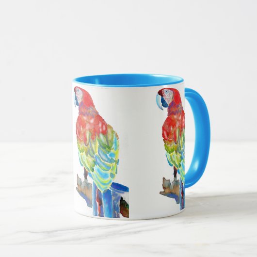 Waterverf blauwe papegaai Mok (Voorkant rechts)