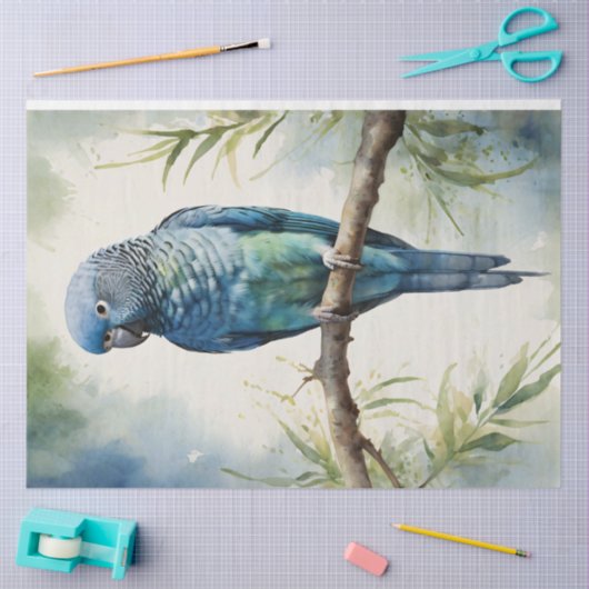 Waterverf Blauwe Parkiet Eucalyptus Decoupage Tissuepapier (Craft)