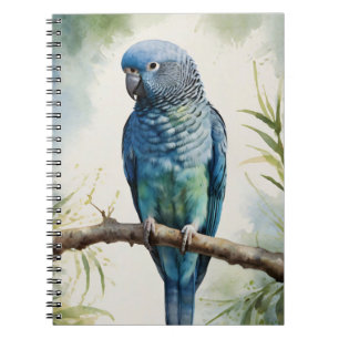 Waterverf blauwe parkiet eucalyptusboom notitieboek
