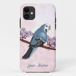 Waterverf Blauwe Parkiet met Bloesems Case-Mate iPhone Case