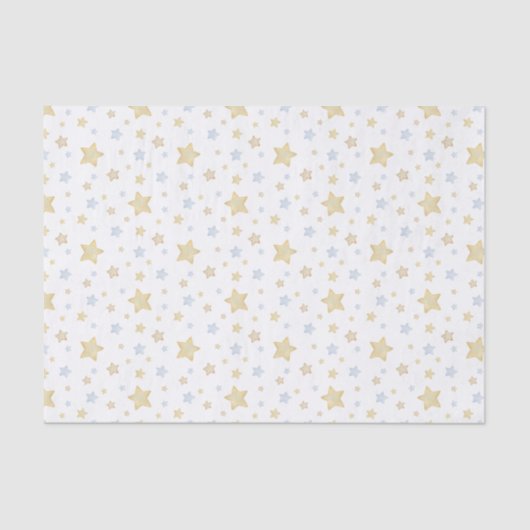 Waterverf Blauwe Pastel Sterren Tissuepapier (Voorkant)