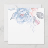 Waterverf Blauwe peach Floral Script Weddenschap b Kaart (Achterkant)