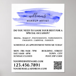 Waterverf Blauwe penseelsnijder artiest Poster