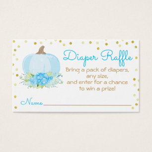 Waterverf Blauwe Pompoen Baby shower Luier Raffle Visitekaartje