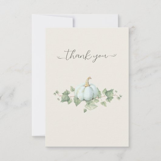 Waterverf Blauwe Pompoen Dank u kaarten (Voorkant)