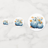 Waterverf Blauwe Pompoenen & Herfstbladeren Confetti (Achterkanten)