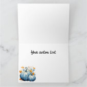 Waterverf Blauwe Pompoenen & Herfstbladeren Kaart (Binnen)