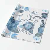 Waterverf Blauwe pony en zwaluwpap Cadeaupapier (Uitgerold)