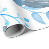 Waterverf Blauwe pony en zwaluwpap Cadeaupapier (Rol Hoek)