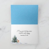 Waterverf Blauwe Retro Kerstwagen Feestdagen Kaart (Binnen)