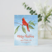 Waterverf Blauwe Rode Rood Kardinaal Bird Feestdagenkaart (Staand voorkant)