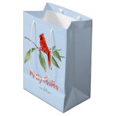 Waterverf Blauwe Rode Rood Kardinaal Bird Medium Cadeauzakje (Voorkant Gekanteld)