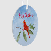 Waterverf Blauwe Rode Rood Kardinaal Bird Ornament (voorkant)