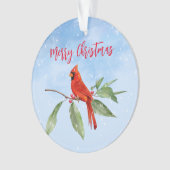 Waterverf Blauwe Rode Rood Kardinaal Bird Ornament (voorkant)