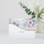 Waterverf Blauwe Roze Bloem Aansichtkaart Briefkaart (Staand voorkant)