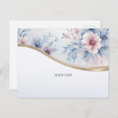 Waterverf Blauwe Roze Bloem Aansichtkaart Briefkaart (Voorkant / Achterkant)