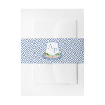 Waterverf Blauwe Roze Bloemige Monogram Trouw Wape