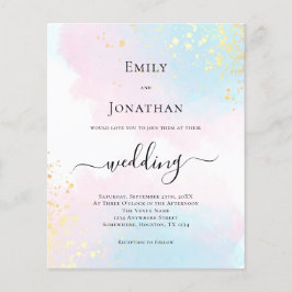 Waterverf blauwe roze bruiloft uitnodiging
