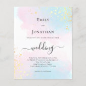 Waterverf blauwe roze bruiloft uitnodiging (Voorkant)