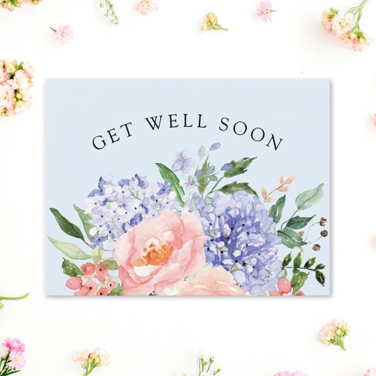 Waterverf Blauwe Roze Hortensia Bloemstuk Get Bett Briefkaart