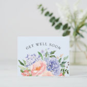 Waterverf Blauwe Roze Hortensia Bloemstuk Get Bett Briefkaart (Staand voorkant)