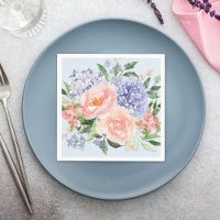 Waterverf Blauwe Roze Hortensia Pioen Lente Bloems