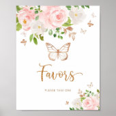 Waterverf blauwe roze vlinder Ventilator Poster (Voorkant)