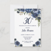 Waterverf Blauwe Rozen Birthday Kaart (Voorkant)