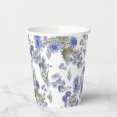 Waterverf blauwe rozen bloemen beveren witte napki papieren bekers (Links)