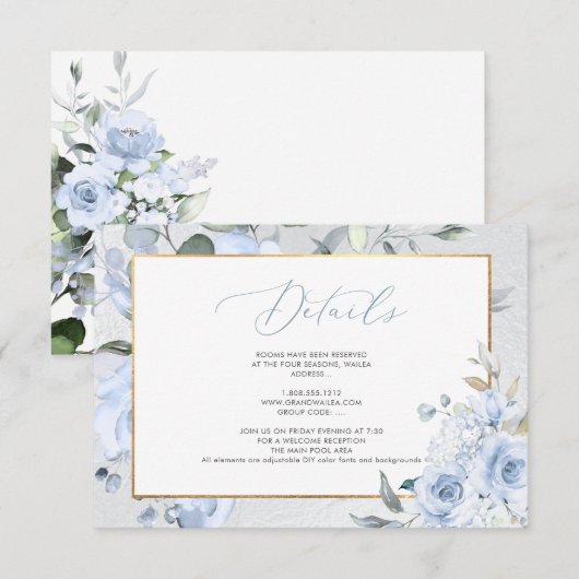 Waterverf Blauwe Rozen DETAILS KAARTEN (Voorkant / Achterkant)