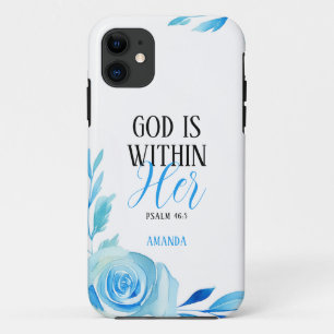 Waterverf Blauwe Rozen Girly Christelijk Case-Mate iPhone Case