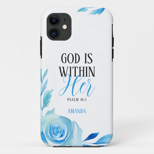 Waterverf Blauwe Rozen Girly Christelijk Case-Mate iPhone Case (Achterkant)