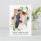 Waterverf blauwe Rozen opslaan Datum Kaart (Staand voorkant)