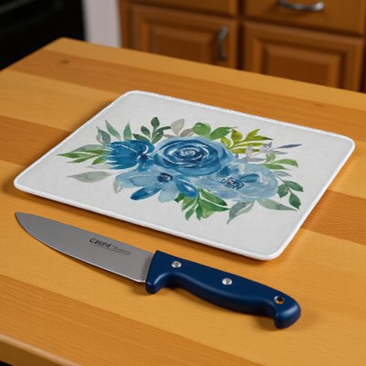 Waterverf blauwe Rozen Snijplank