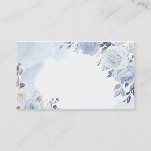 Waterverf Blauwe Rozen Weddenschap Planner Aangepa Visitekaartje (Achterkant)
