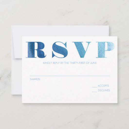 Waterverf blauwe RSVP-kaart RSVP Kaartje (Voorkant)