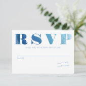 Waterverf blauwe RSVP-kaart RSVP Kaartje (Staand voorkant)