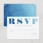 Waterverf blauwe RSVP-kaart RSVP Kaartje (Voorkant / Achterkant)