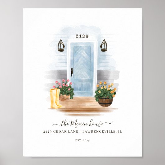 Waterverf Blauwe ruggengraat van landstijl Poster (Voorkant)