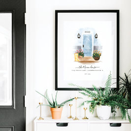 Waterverf Blauwe ruggengraat van landstijl Poster
