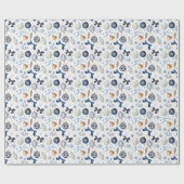 Waterverf Blauwe Sieraden Kerst Cadeaupapier (Vlak)
