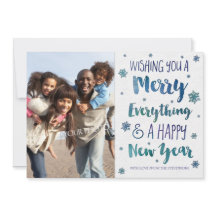 Waterverf blauwe sneeuwfotokaart voor kerstmis