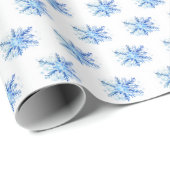 Waterverf Blauwe Sneeuwvlokken Cadeaupapier (Rol Hoek)