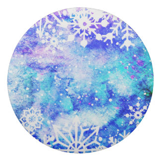 Waterverf blauwe sneeuwvlokken gum